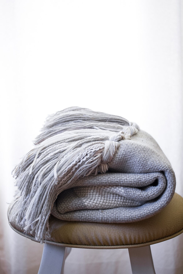 Camomile Throw Blanket Sofa Handmade Woven Wool Organic Natural Modern Home Decor Fringe