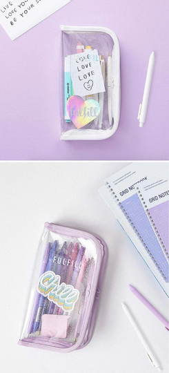Glitter Clear Multi Pen Pouch [6Colors]/Cable Makeup Case Pencil Case Cosmetics Brush Bag