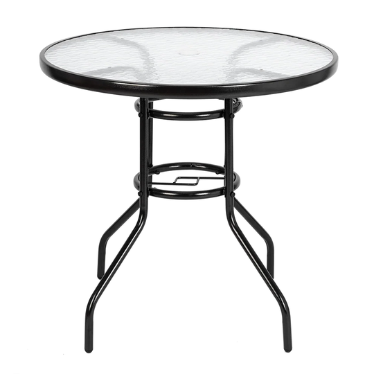 Outdoor Dining Table Round Toughened Glass Table Yard Garden
