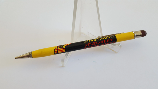 Vintage Circa 1940's Advertising Mechanical Pencil Hastings Steel Vent Piston Ring, Fargo Motor Supply Fardo North Dakota