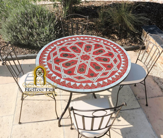 Mosaic Coffee Table, Round Table, Unique For Outdoor, Handmade Furniture Tile By Helloofez