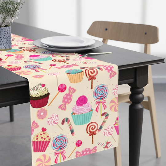 Christmas Candy Table Runner, Pink Decor, Tablecloth, Gift, Decor