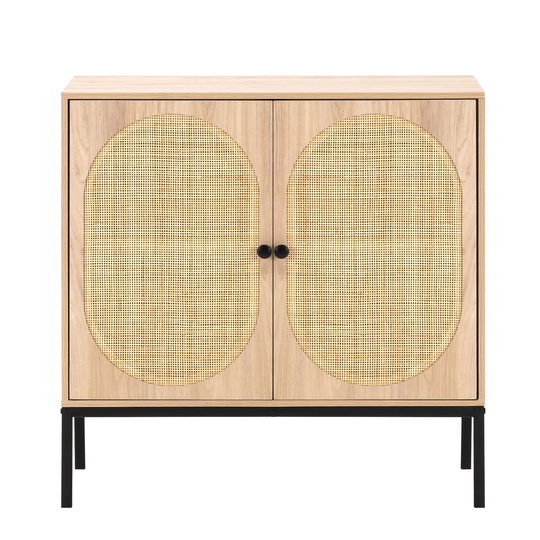 Rolland A Console Table Side Table with Rattan Door
