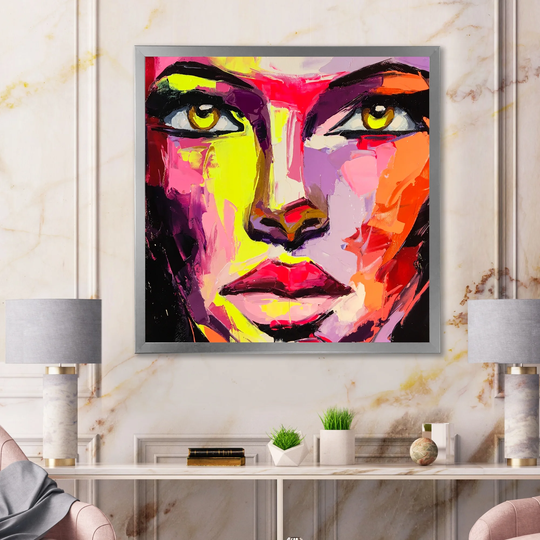 Designart 'Colorful Fashion Girl Portrait' Glam Framed Art Print