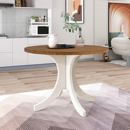 Mid-Century Solid Wood 42'' Round Dining Table