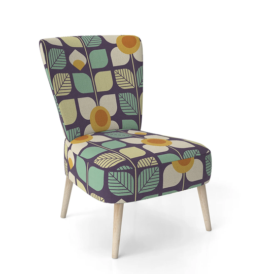 Designart 'Botanical Retro Design III' Upholstered Mid-Century Accent Chair