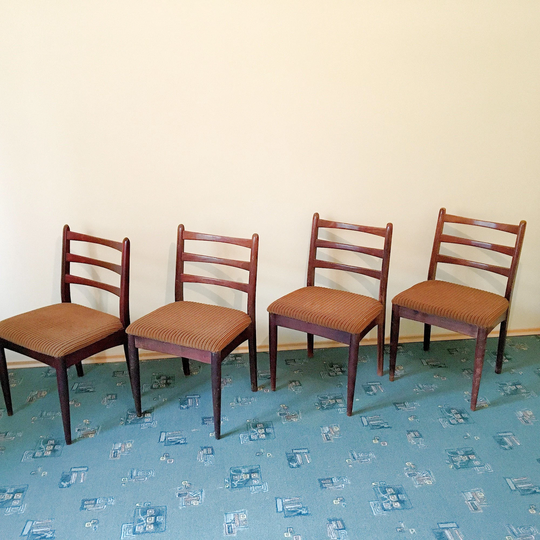 Set 4Pcs Vintage Dining Chair Jitona Mid Century 70S Wood Czechoslovakia