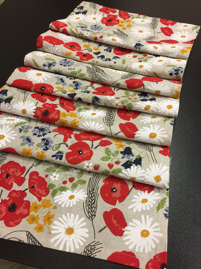 Linen Table Runner Meadow Poppy Linen
