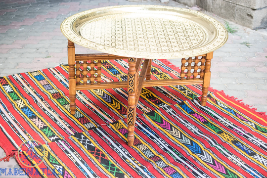 Moroccan Brass Table, Boho Coffee Table, Large Brass Tray, Folding Table