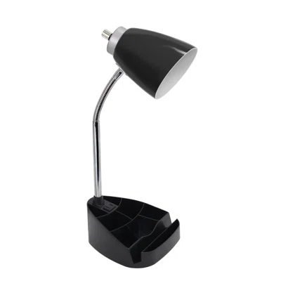 Limelights Gooseneck Organizer Desk Lamp With Ipad Tablet Stand Book Holder And Charging Outlet, Orange