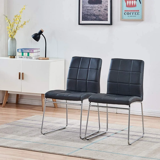 Modern Dining Chairs Dining Room Chairs with Faux Leather Padded Seat (Set of 2)