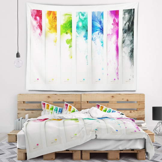 Designart 'Colorful Headers with Blots' Abstract Wall Tapestry