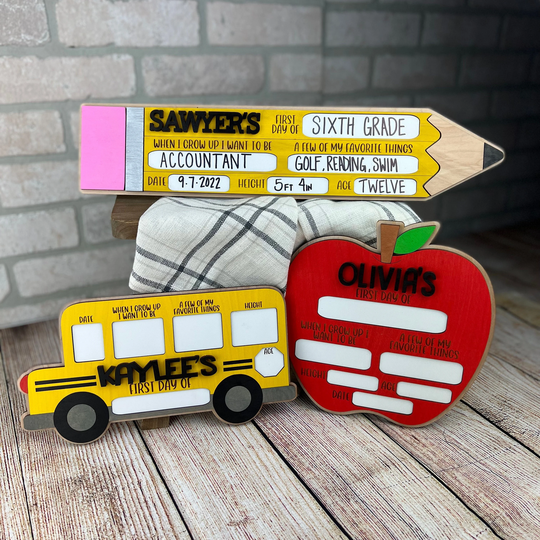 Back To School Sign, Custom, Personalized, Multiple Kid, White Board, Dry Erase, Photo Prop, First Day Of School, Apple, Bus, Pencil