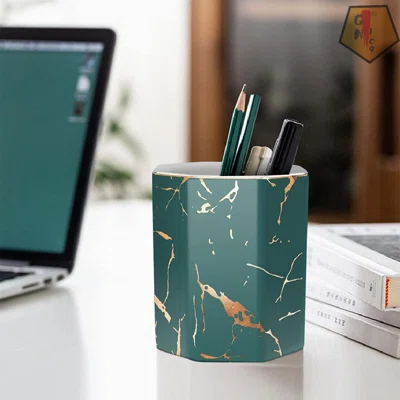 Ceramic Pen Holder ,Makeup Brushes Cup ,For Desk For Kids Durable Ceramic Desk Organizer Ideal Gift For Home,Durable Office & Home Organizer
