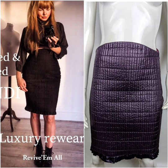 Vintage 90S Fendi Purple Quilted Skirt. Fendi Roma Pencil Puffer Skirt