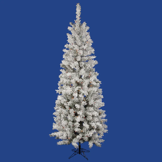 6.5' x 32" Flocked Pacific Tree with 250 LED Multi-Color Italian Lights