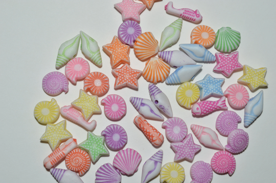 Adorable Assorted Pastel Color Acrylic Sea Life Beads | 4170026 E7-1-01