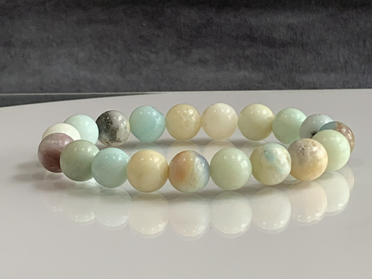 Amazonite Bracelet, Stretch Large 10mm Natural Beads, Minimalist Bead Bracelet