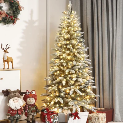 7' H Green/White Realistic Artificial Fir Christmas Tree with 300 LED Lights