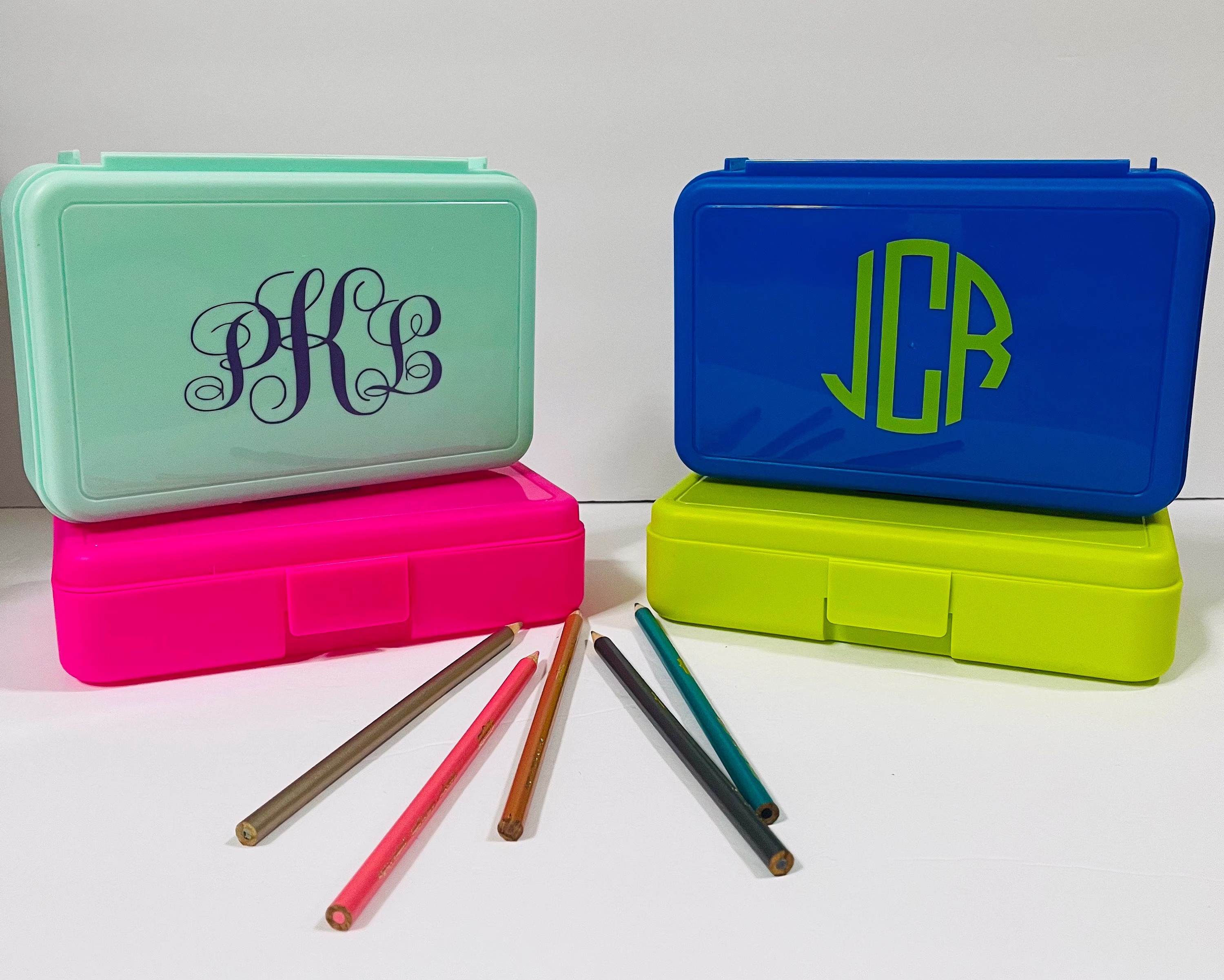 Personalized Pencil Box, Crayon Case, Marker Monogrammed Back To School Supplies For Kids, Monogram Case