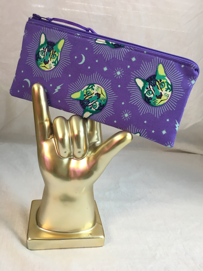 Tula Pink Cheshire Cat Zipper Padded Pencil Case, Glasses Gadget Pouch