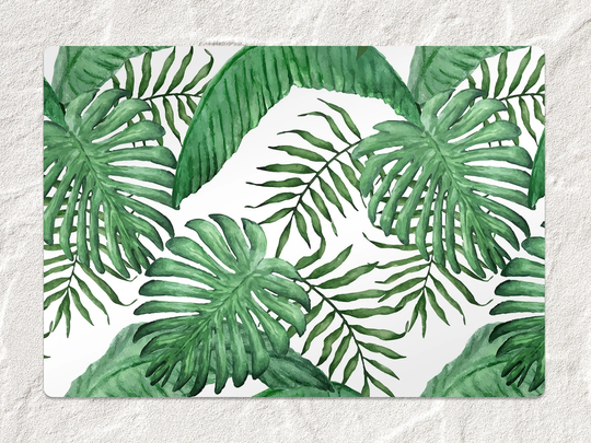 Monstera Leaves Chair Mat, Pine Splat White Vinyl Floor Exotic Protective Pvc Office Room Rug, Kids Decor