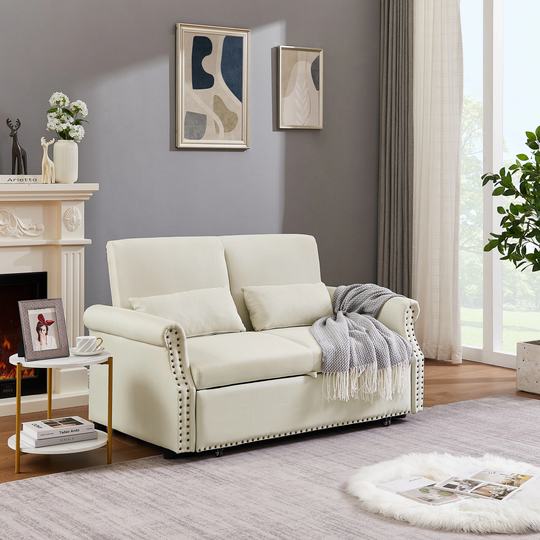 Modern Loveseat Convertible Folding Sofa Bed, Manual Recline Sleeper Sofa
