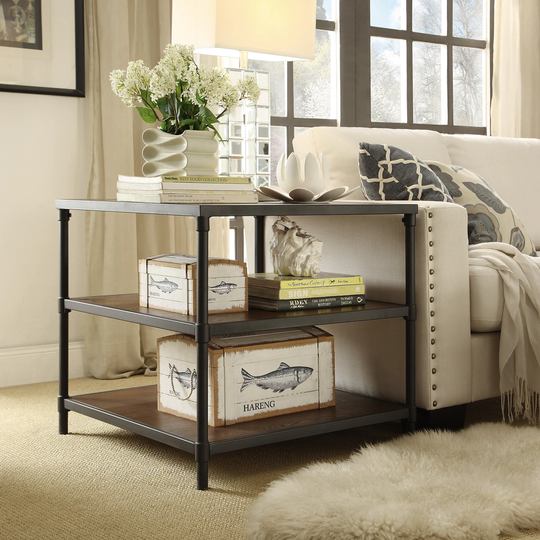 Harrison Industrial Rustic Pipe Frame Accent End Table by iNSPIRE Q Classic