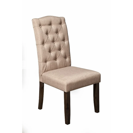 Set of 2 Button Tufted Parson Chairs Beige
