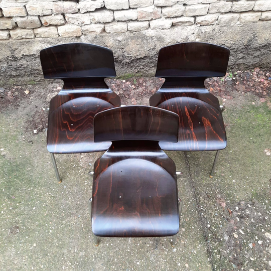 1 Of 3 Mid Century Dining Chairs By Flototto, Design Adam Stegner 1960's, Chair, Flototto Vintage 1960's
