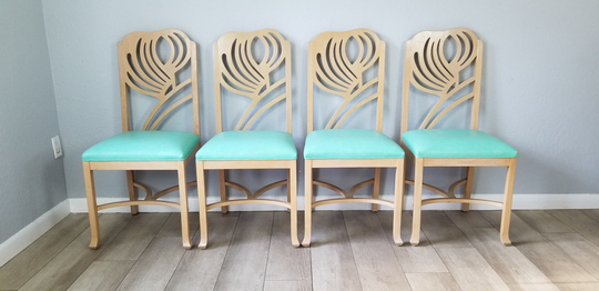 1980S Sculptural Wood Dining Chairs - Set Of 4