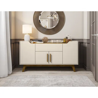 Annadiana 53.54 Sideboard With 5 Shelves In Off White And Cinnamon