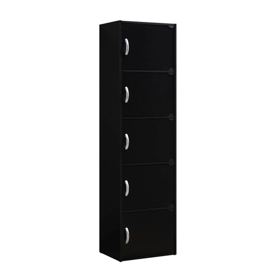59" Black Multi-Purpose Bookcase with Doors