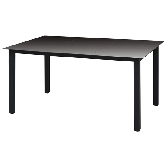 Patio Table Black 59.1"x35.4"x29.1" Aluminium and Glass