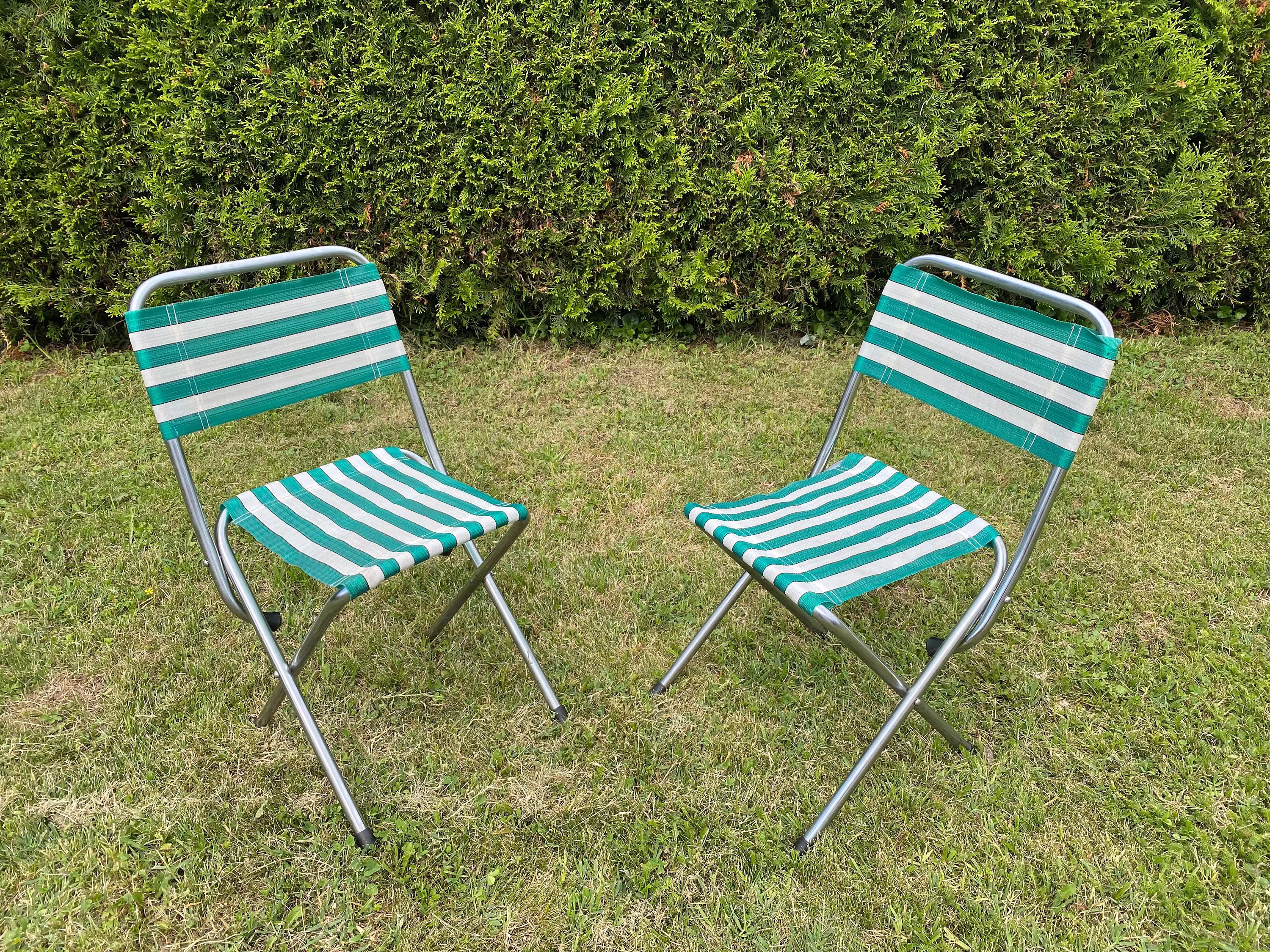 Vintage Folding Chair/Retro Beach Set Of 2 Patio Camping Furniture 70S Van Chairs