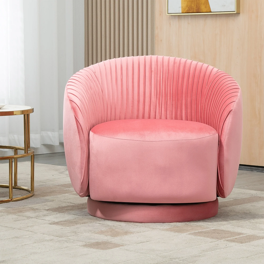 Velvet Barrel Arm Chair with Golden Legs