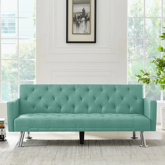 Modern Convertible Folding Futon Sofa Bed , Fabric Sleeper Sofa Couch