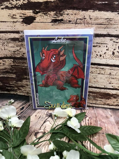Luke Dragon Swirlies- Dmc Cotton - 18 Count 2x1 Modern Cross Stitch Art Kit