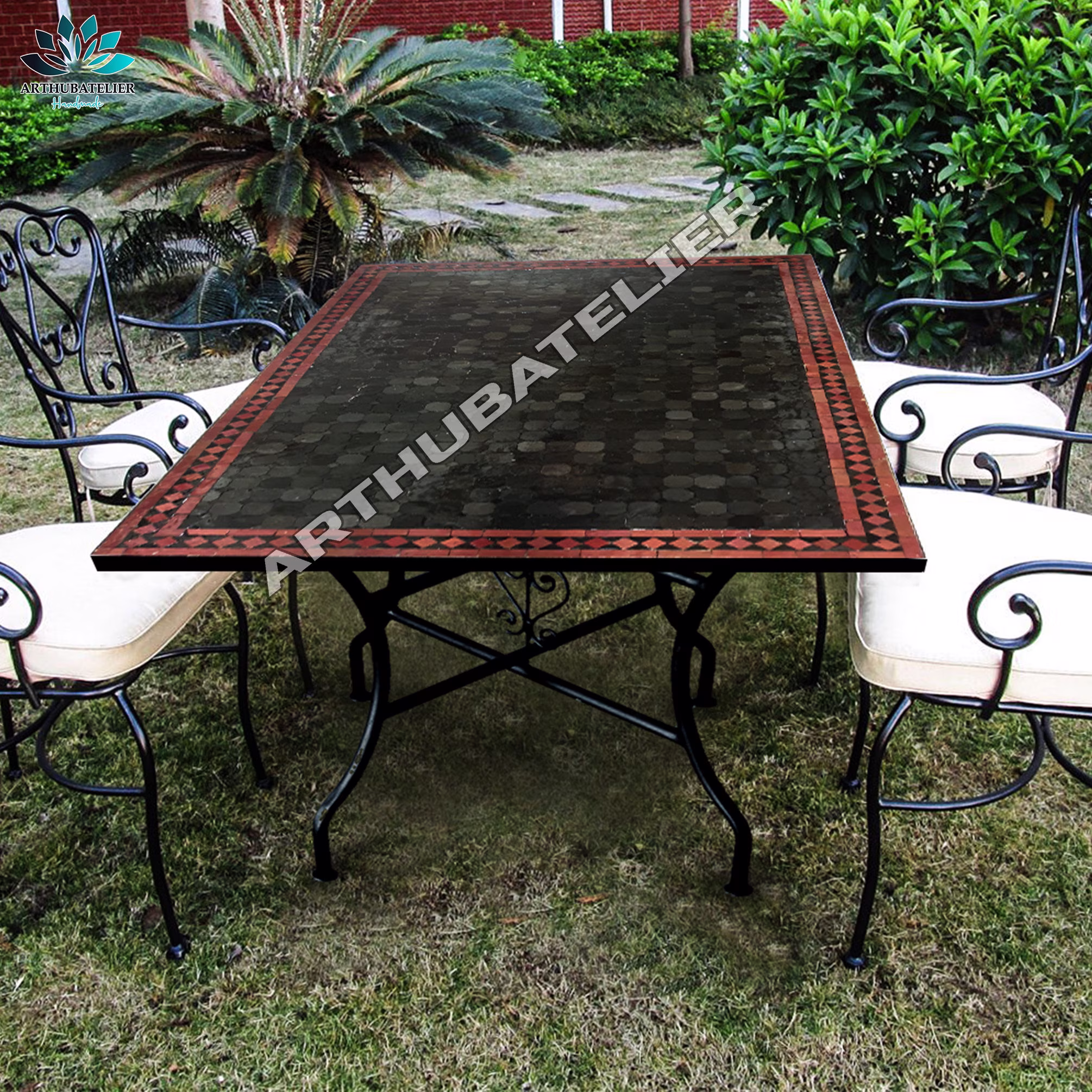 Amazing Moroccan Mosaic Table, Outdoor-Indoor 100% Handcrafted, Large Art Bohemian Decor, Free Shipping