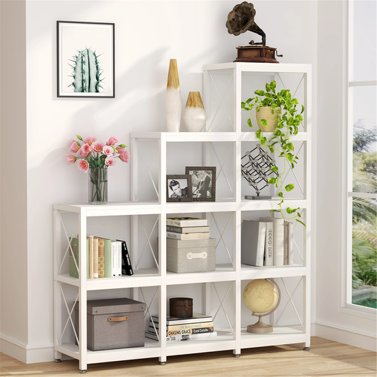 Corner Bookshelf 9-cube Stepped Etagere Bookcase - N/A