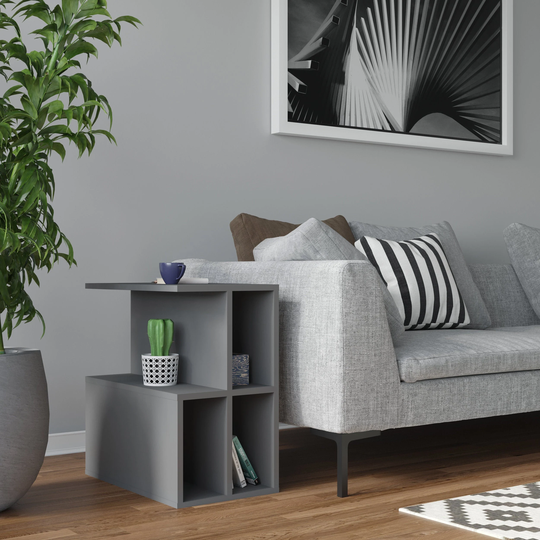 Allison Side Table/End For Living Room. Anthracite | 24.9" Height, 23.5" Width Modern, Contemporary Home Decor