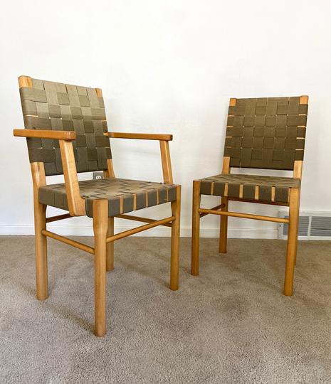 Architect Designed | 2 Mid Century Webbed Chair Pair