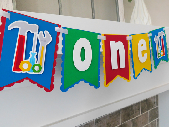 Tools High Chair Banner, Party Decorations, Handyman Birthday Banner