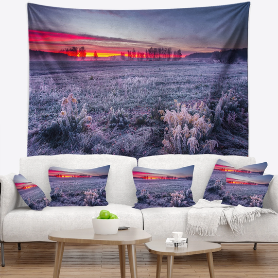 Designart 'Colorful Cold Frosty Morning' Landscape Wall Tapestry