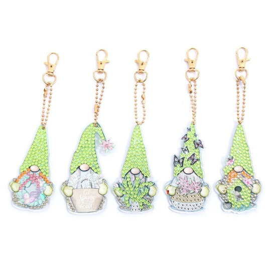 Us Seller. Set Of 5 Gnome Diamond Painting Keychains, Charms, Sun Catchers. Tools & Diamonds Included. Fast S&h