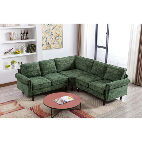Sectional Sofa, Modern Living Room Sofa, L- Shaped Sofa Couch, Green