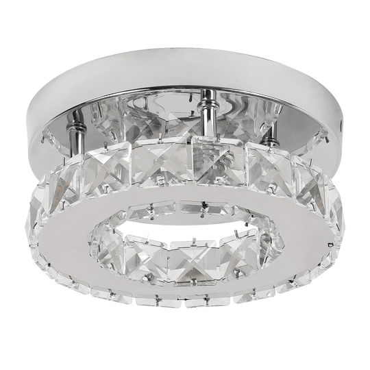 Modern Mini Led Chandelier Semi Flush Mount Crystal Light Ceiling Lamp - 7.5x3.3" (Dia x H)