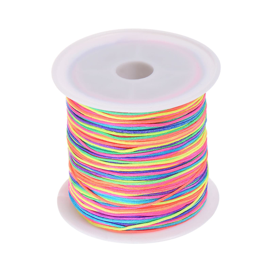 1 Roll Nylon Beading Thread Knotting Cord 0.6mm 50 Yards Satin String, Colorful