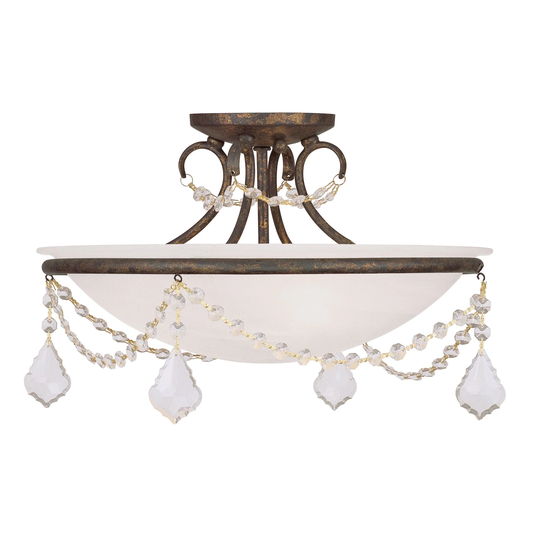 Livex Lighting Chesterfield Bronze Steel/Glass Ceiling Mount