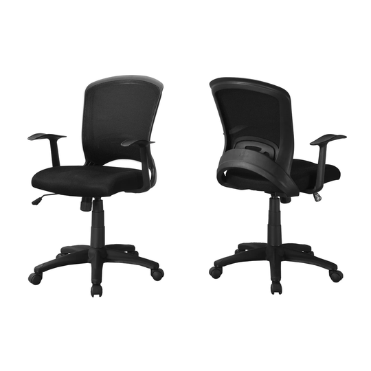 35.5" Black Contemporary Upholstered Arm Office Chair